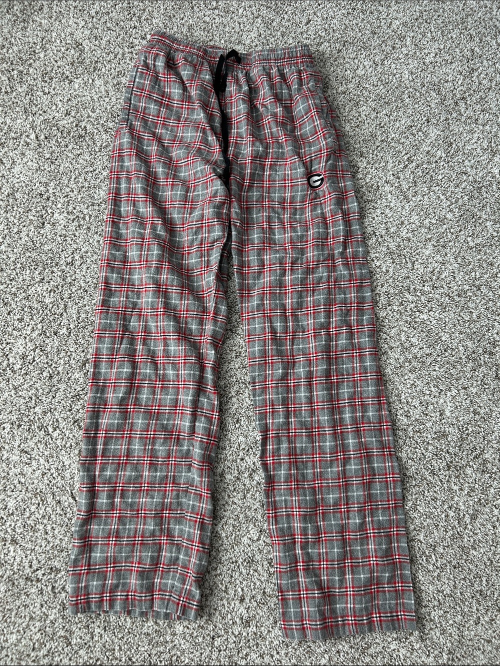 University of Georgia Men's Gray and Red Plaid Lounge Pajama Pants